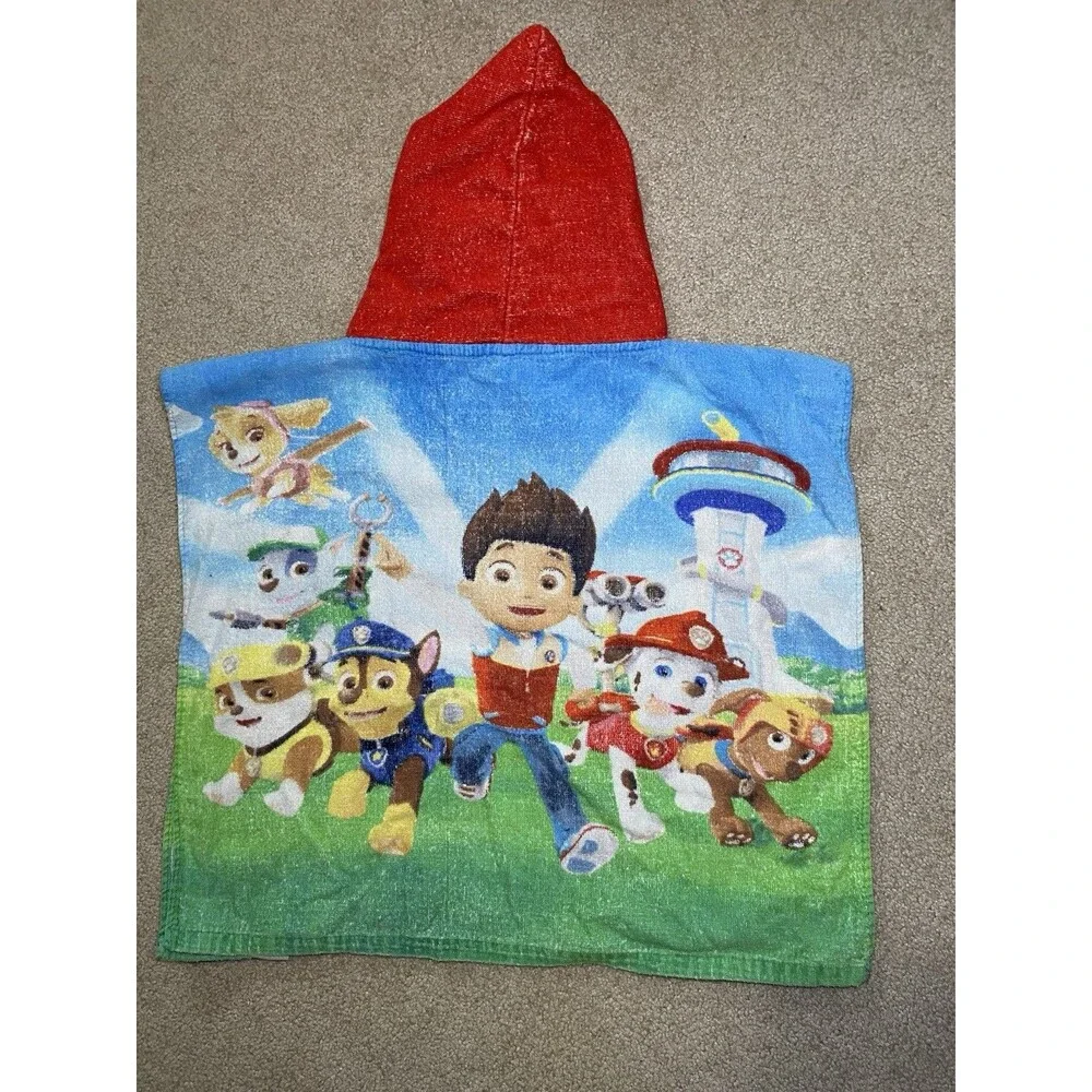 PAW Patrol Toddler Hooded Poncho Beach Towel Ryder Chase Marshall Rubble